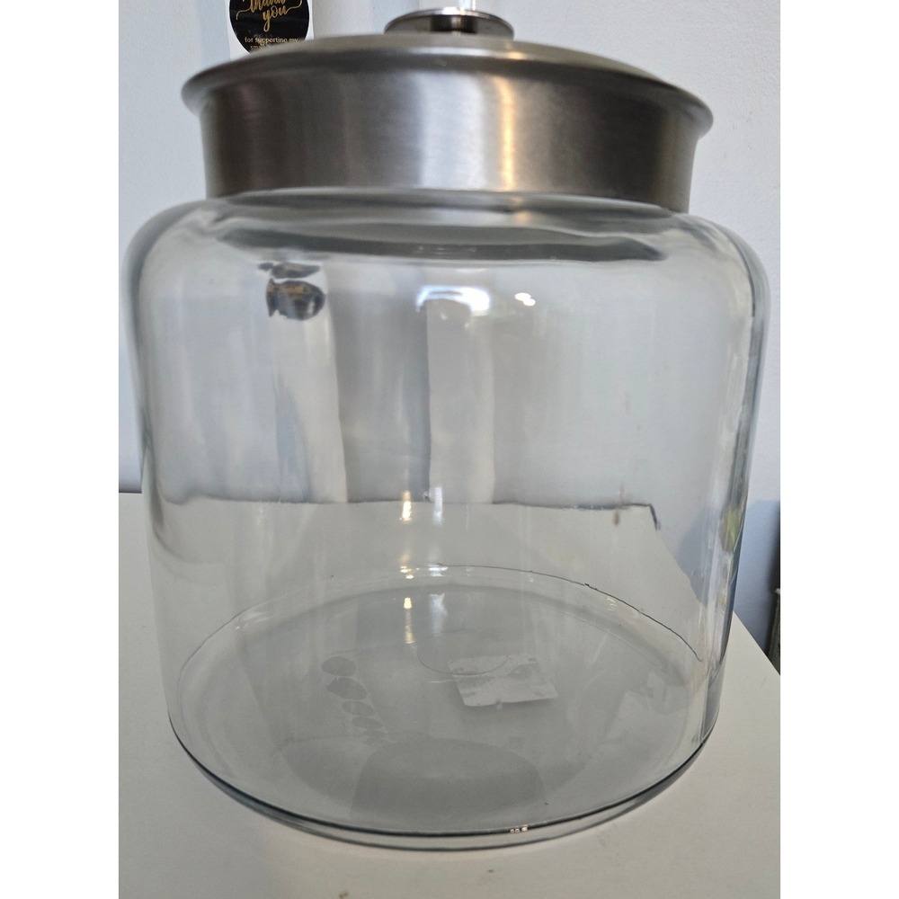 Anchor Hocking Montana 1.5 Gallon Glass Jar Brushed Metal Lid 95506 Clear